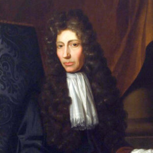 painting of Robert Boyle wearing a long wig