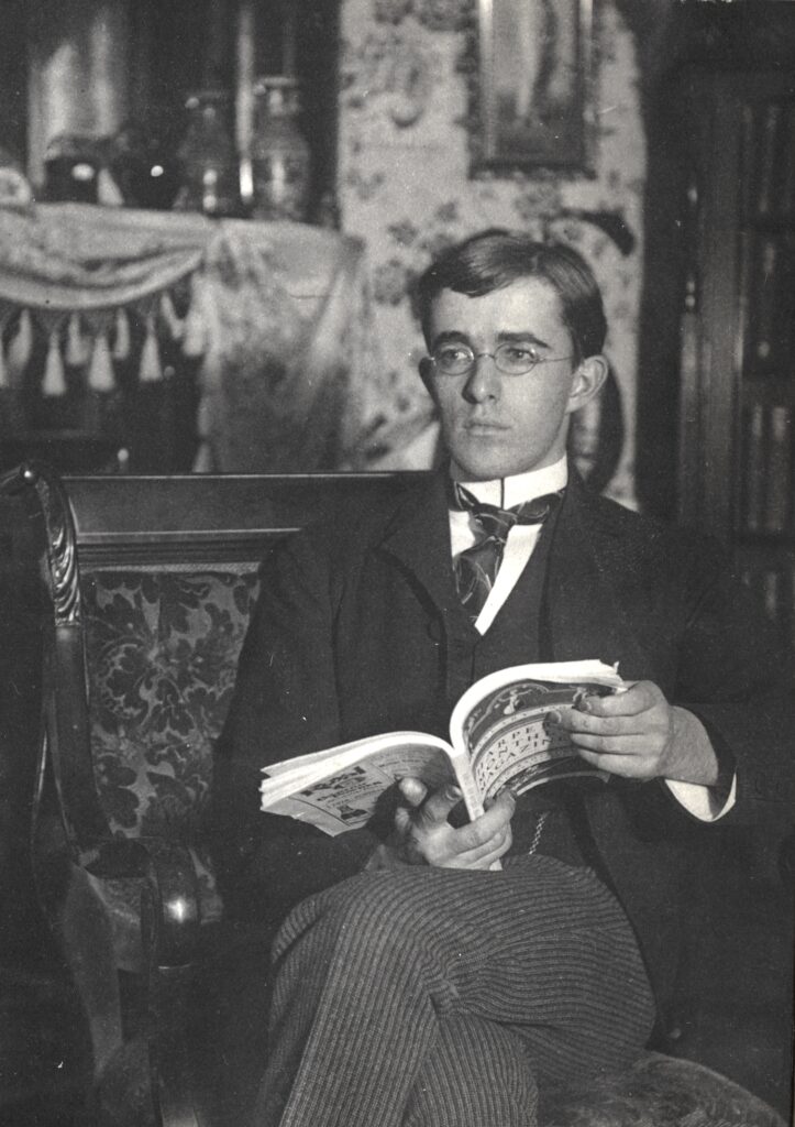 Irving Langmuir at home enjoying Harper’s Magazine.