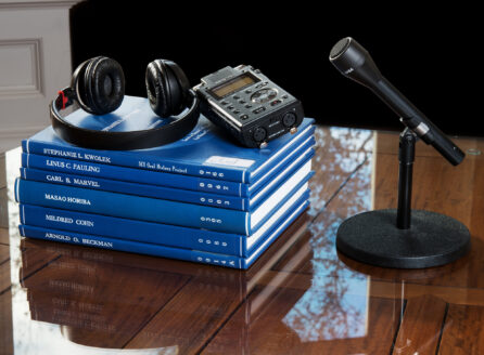 Oral history bound copies, recorder, microphone