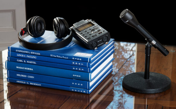 Oral history bound copies, recorder, microphone