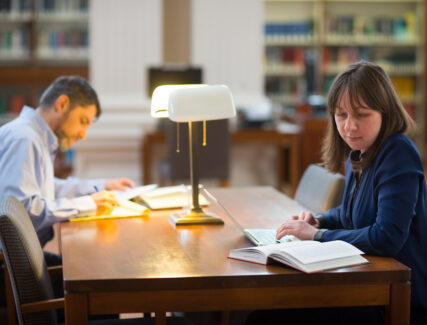 Fellows at work in the Othmer Library at the Institute.