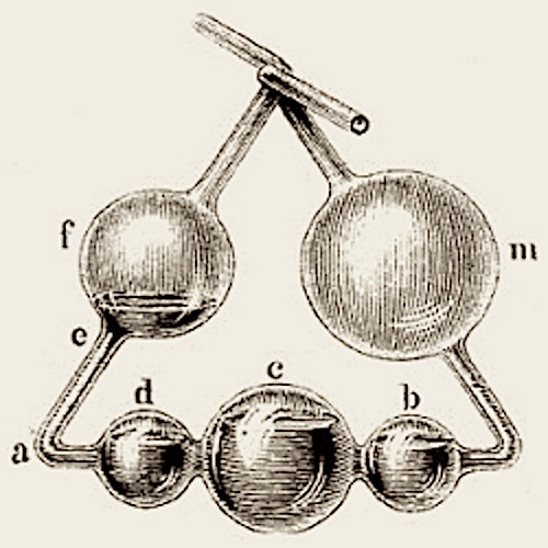 Illustration of a five-bulbed apparatus invented by Liebig, 1875.