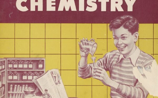 illustration of a boy doing a chemistry experiment