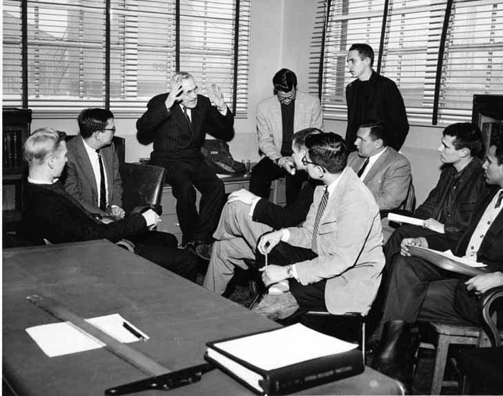 Warren K. Lewis teaching at MIT’s School of Chemical Engineering Practice at the Bayway Refinery of Standard Oil Company of New Jersey. 