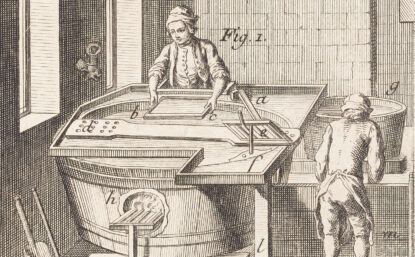 illustration of a people making paper