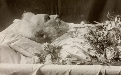 black and white photo of a deceased man